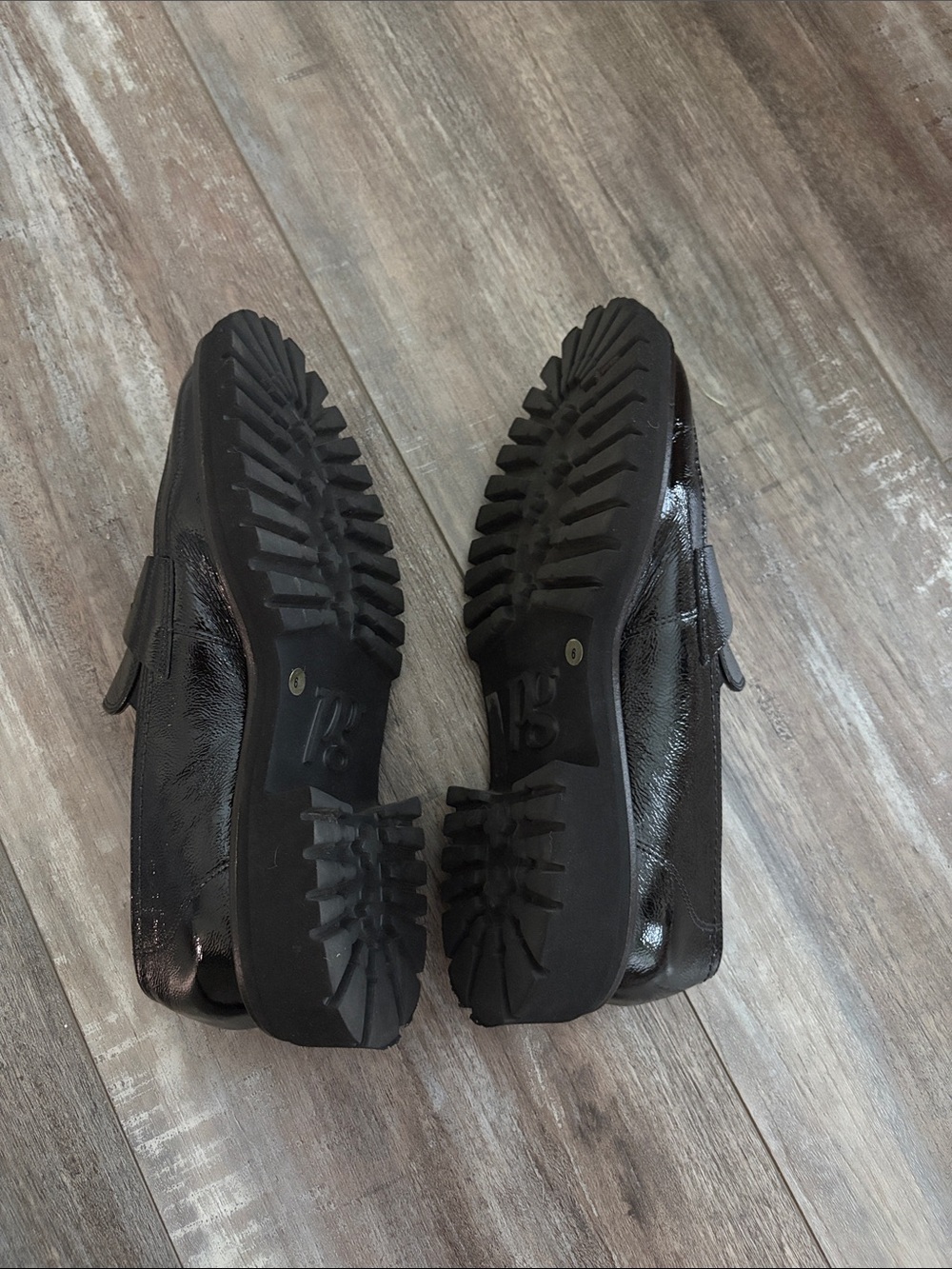 Paul Green Black Crinkle Patent Leather Wesley Loafers Women's Size UK 6 US 8.5 - Picture 7 of 9